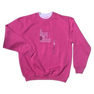 Vtg Nos Pink cotton pullover sweatshirt awesome grandma Grandmacore size M